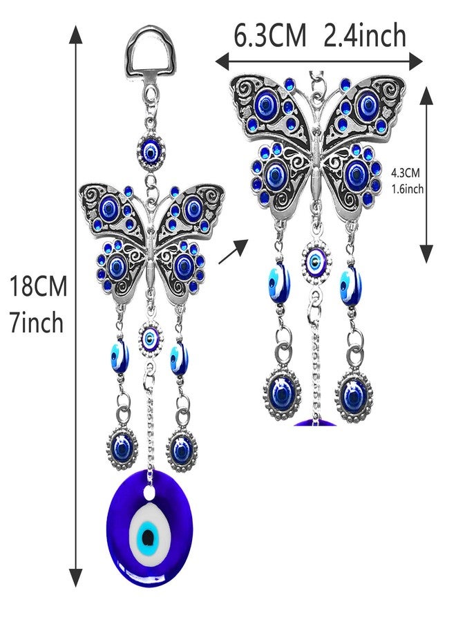 Persofine Blue Evil Eye Hanging Decoration Nazar Amulet Wall Hanging Home Protection and Blessing Decor (Butterfly-A) - Image 3